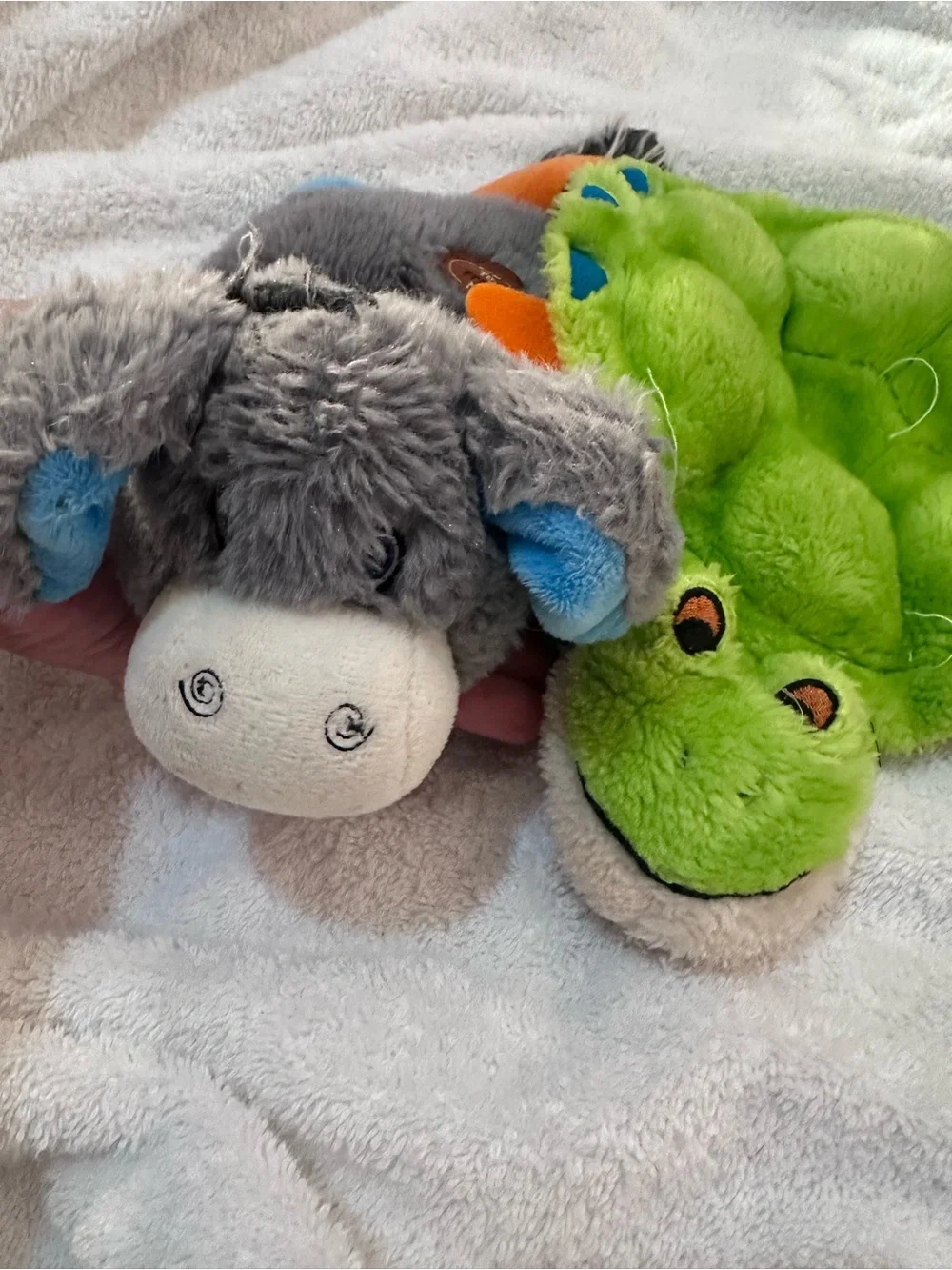 Plush Grey Donkey Dog Toy with Blue Ear Accents - Soft Chewable Squeaky Buddy